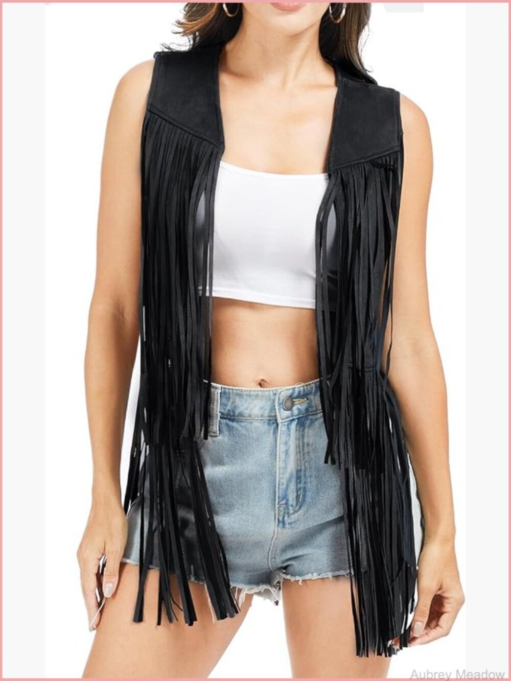 Faux Suede Fringe Vest Western Cowgirl Tunic S-XXL